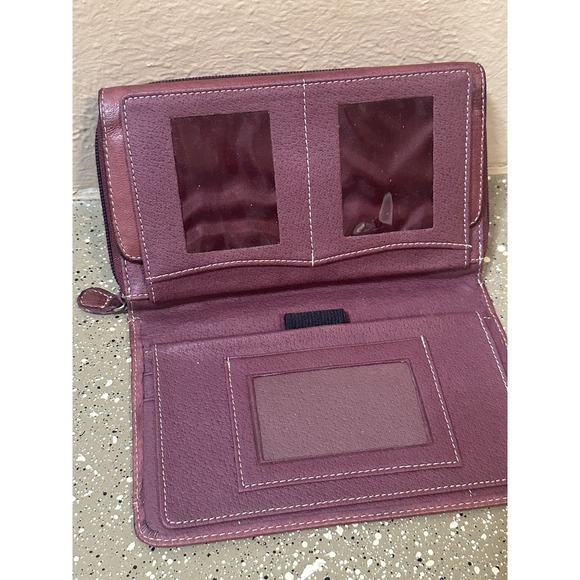 Guano Tong Genuine Leather Wallet Maroon Trifold RFID Organizer Zip Pocket - Picture 9 of 12